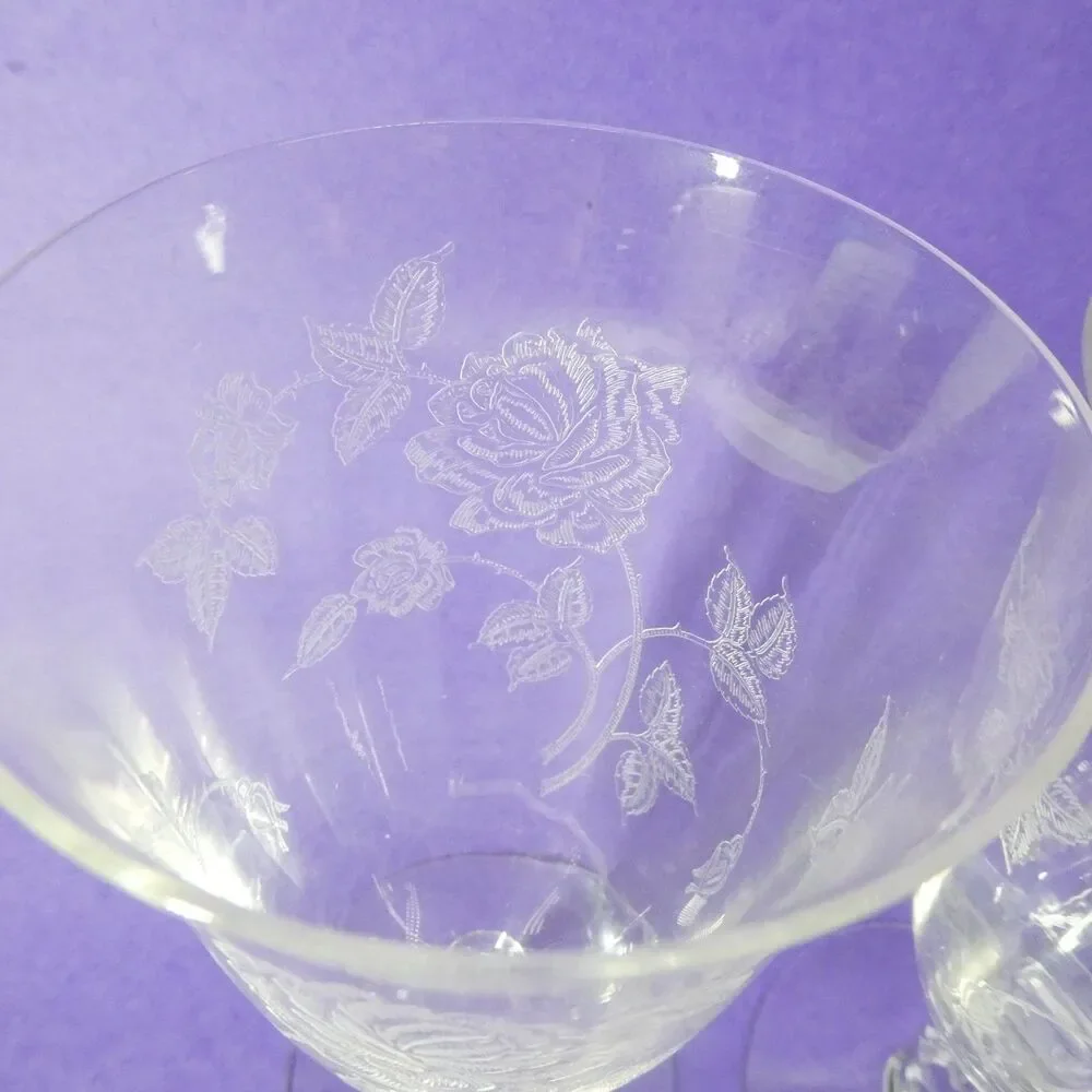 2 Heisey Rose Iced Tea Glasses Set 6 3/4